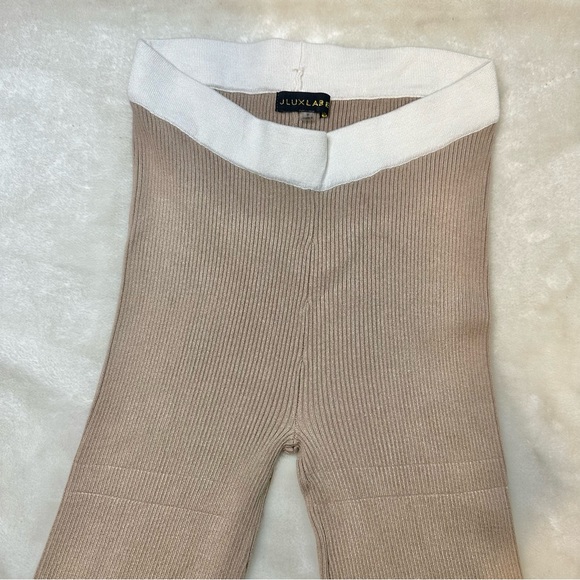 JLuxLabel Tan Ribbed High Waist Yoga Comfy Pants Size Medium - Picture 8 of 15